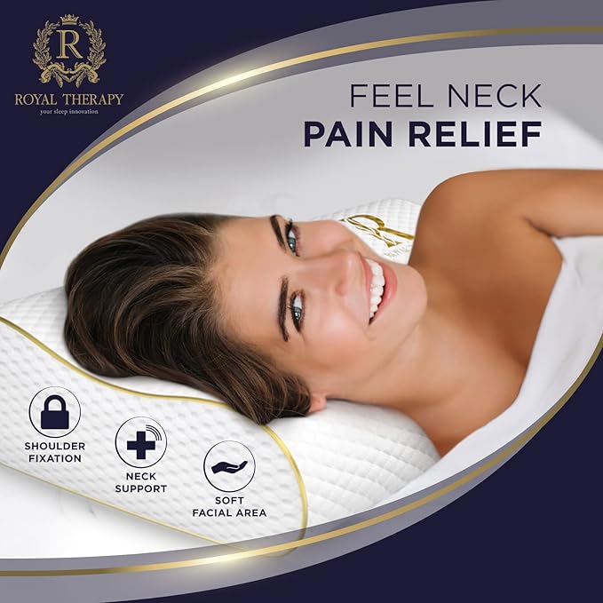 Royal Therapy Memory Foam Pillow, Queen Neck Pain Relief, Contour Cervical - Image 2
