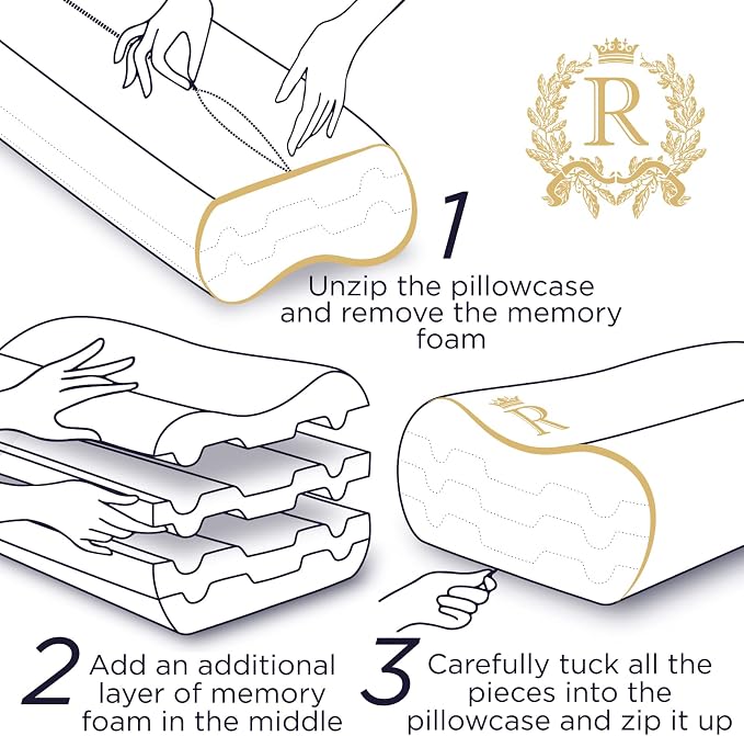 Memory Foam Pillow, Cervical Pillow, 4-Layer Queen, Contour Pillow, Side Sleeper - Image 6