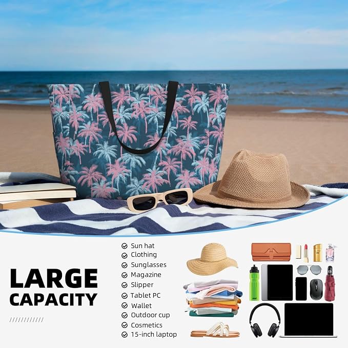 Beach Bag for Women Beach Tote Bag Waterproof Sandproof Large Bags - Image 5