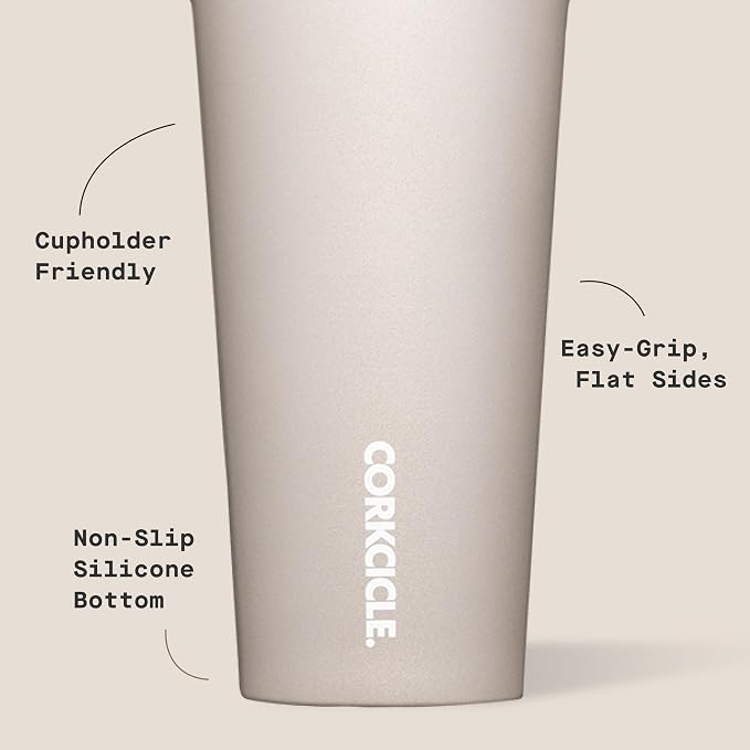 Corkcicle Pure Taste Tumbler - Stainless Steel Insulated Cup With Lid - Non-Slip Silicone Base - Ceramic Interior Coating - Durable Travel Mug - Dishwasher Safe - BPA Free - 16 oz - Latte/Oat Milk - Image 4