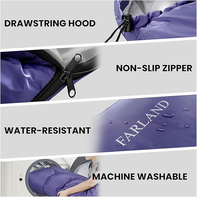 FARLAND Sleeping Bags 30℉ for Adults Teens Kids - Image 6
