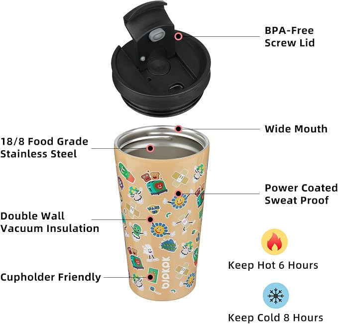 BJPKPK 18oz Tumbler With lid And Straw Stainless Steel Travel Coffee Mug Insulated Tumblers Cups,Spring Party Brown - Image 2