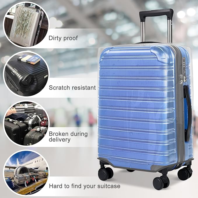 Clear Luggage Cover for 24 inch Suitcase Tsa Approved Thicken PVC Plastic - Image 4