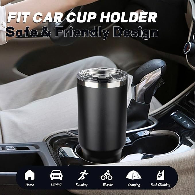 40 oz Tumbler with Lids and Straws, Stainless Steel Insulated Coffee Tumbler, Double Wall Vacuum Insulated Travel Mug Cup, Leakproof Thermal Coffee Cup for Hot and Cold Drinks (Black) - Image 6
