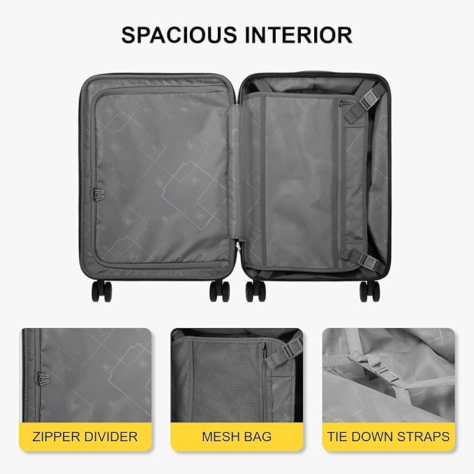 LEVEL8 Grace Carry on Luggage, 20 Inch Hard Shell Suitcases - Image 7