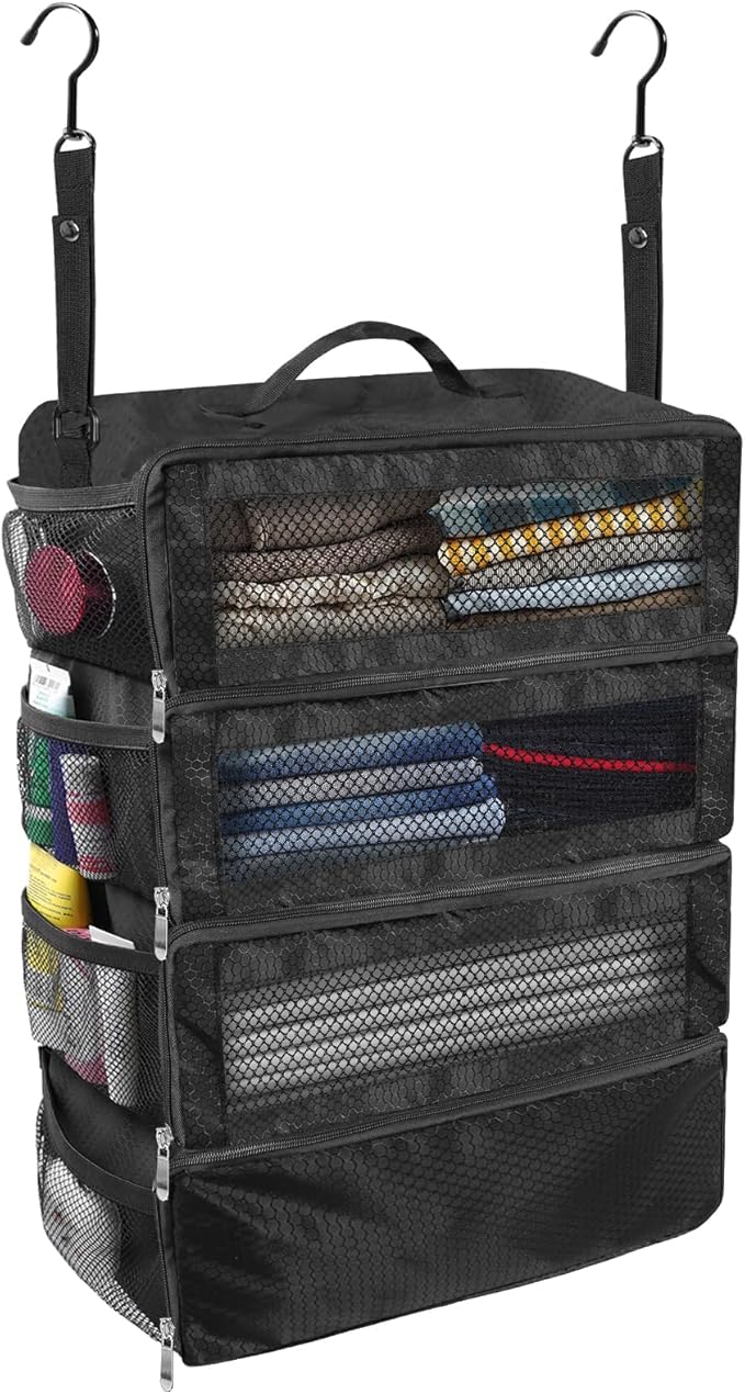 Suitcase Organizer, Travel Luggage Organizer Portable Hanging Travel Shelves by Unknown