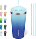 BJPKPK 18oz Insulated Tumbler With lid And Straw Stainless Steel Tumblers Travel Coffee Mug Reusable Thermal Cup,Sky by BJPKPK
