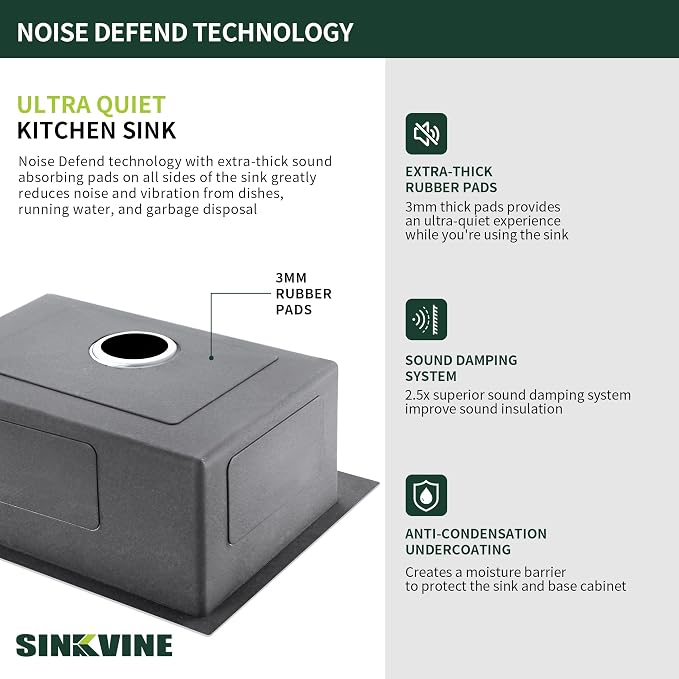 22 Inch Drop-In Kitchen Sink, SINKVINE 22" x 18" Stainless Steel Indoor and - Image 7