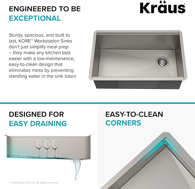 KRAUS Kore Workstation 30-inch Undermount 16 Gauge Stainless Kitchen Sink - Image 4