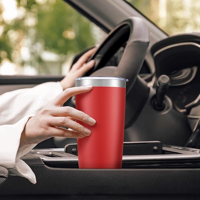20 oz Tumbler with Lid Stainless Steel Insulated Tumblers Bulk Double Wall Vacuum Cups Powder Coated Travel Mug Keep Drinks Cold and Hot, Wine Red, 4 Pack - Image 5