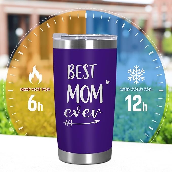 TEEZWONDER Mothers Day Gifts for Mom from Daughter Son - Best Mom Ever 20 oz Stainless Steel Insulated Coffee Tumbler with Lid - Birthday Gifts for Moms, Mama Gift for Mother in Law Stepmom - Image 4