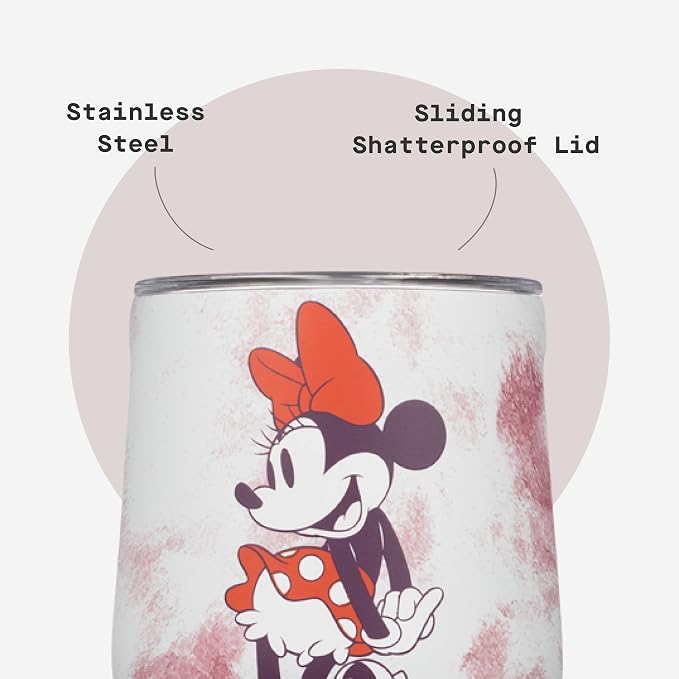 Corkcicle Stemless Insulated Wine Glass Tumbler - Beverages Cold 6 Hours & Hot 3 Hours - Stainless Steel - Easy-Grip - Summer Drinkware Gift - Keeps Drink Ice - 12 oz - Minnie Mouse Tie Dye - Image 5