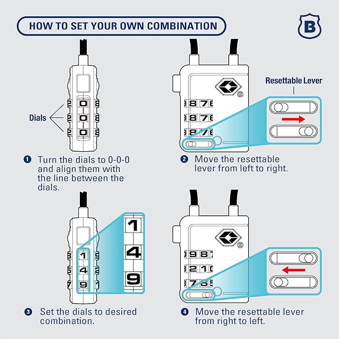Brinks TSA Accepted Indicator Luggage Lock, Ressetable Combination, New More - Image 6