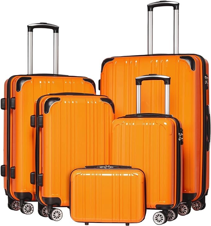 Coolife Luggage Expandable 5 Piece Sets PC+ABS Spinner Suitcase 20 inch 24 inch by COOLIFE