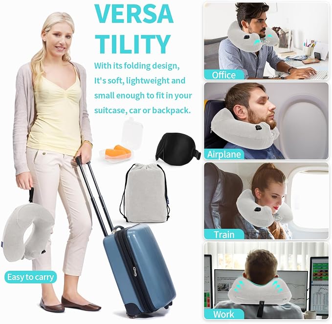 2 Pack Inflatable Travel Neck Pillows - Image 5