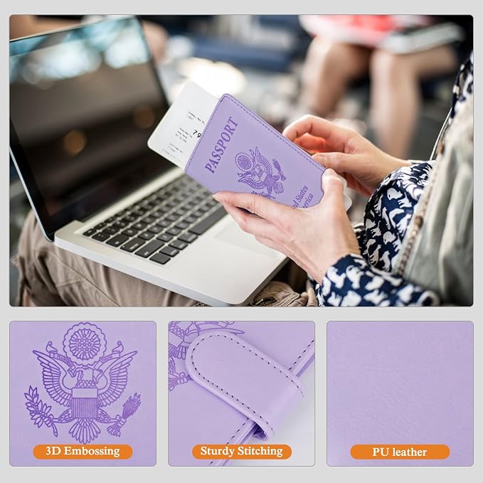 TIGARI Passport Holder for Travel Women Men, PU Leather Waterproof RFID - Image 4