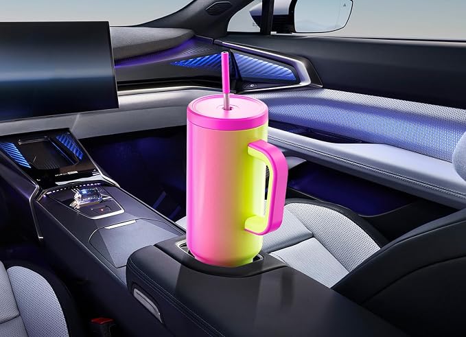 Meoky 50 oz Tumbler with Handle, Tumbler with Lid and Straw, Insulated Stainless Steel Travel Mug, 100% Leak-proof, Keeps Cold for 36 Hours or Hot for 12 Hours (Carnival) - Image 7