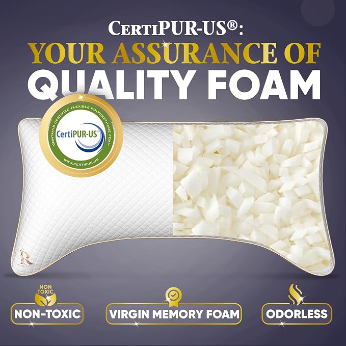 Royal Therapy Adjustable Shredded Memory Foam Pillows – 2-Pack Queen Size Set - Image 3