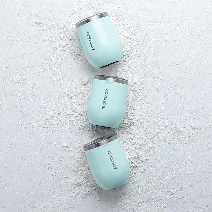 Corkcicle Stemless Wine Tumbler - Keeps Drinks Cold for 6 Hours - Triple-Insulated Stainless Steel - Non-Slip Base - Summer Drinkware Gift - Keeps Drinks Ice Cold - 12 oz - Gloss Powder Blue - Image 9