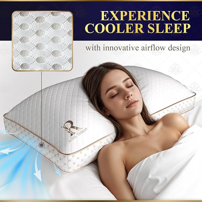 Royal Therapy Queen Memory Foam Pillow, Adjustable Shredded Odor-Free Pillow - Image 2