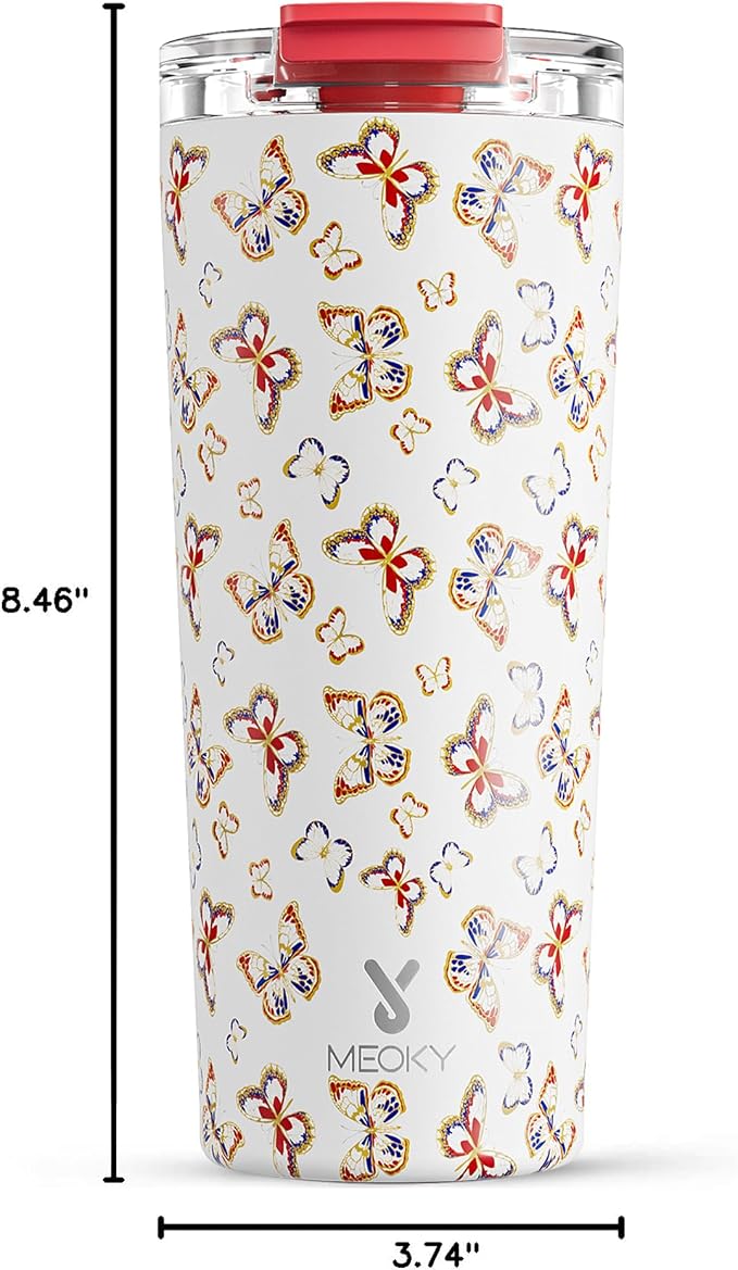 Meoky 24 oz Travel Coffee Mug with Leak-proof Lid, Stainless Steel Insulated Coffee Tumbler, Keeps Hot for 8 Hours or Cold for 24 Hours, Fits in Car Cup Holder (Jewel Butterfly) - Image 3
