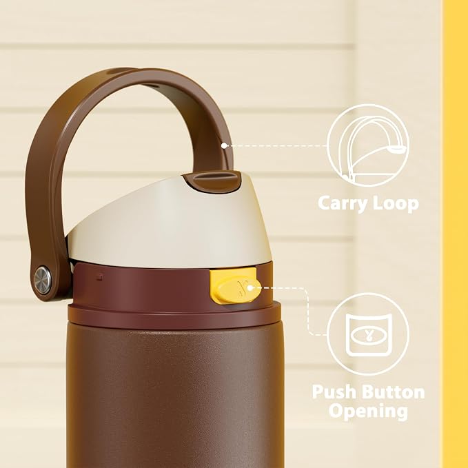 24 oz Insulated Water Bottle with Straw: Meoky Stainless Steel Metal Water Bottle with 2-in-1 Lid - Leak Proof, Cold for 24 Hours, Fits in Car Cup Holder, BPA-Free for Travel Sports Gym, Cocoa - Image 5