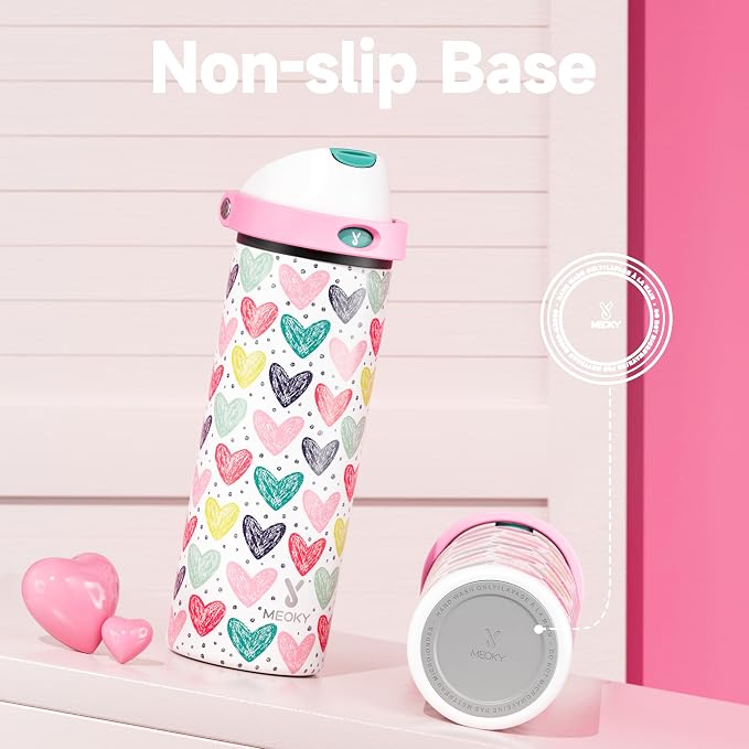 24 oz Valentine's Day Water Bottle: Meoky Stainless Steel Water Bottle with Straw and Spout Lid - Leak Proof, Cold for 24 Hours, Fits in Car Cup Holder, Valentines Day Gifts for Him Men Husband, Heart - Image 7