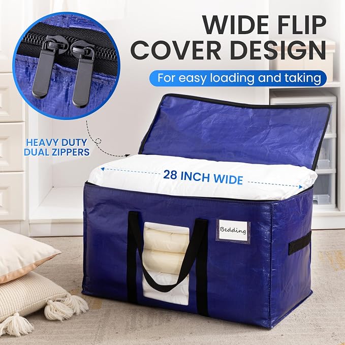 TAILI 12 Pack Dark Blue Extra Large Moving Bags, Heavy Duty Totes - Image 5