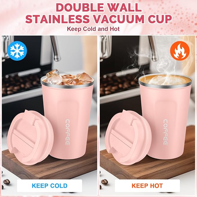 CS COSDDI 12 oz Stainless Steel Vacuum Insulated Tumbler - Coffee Travel Mug Spill Proof with Lid - Coffee Cups for Keep Hot/Ice Coffee,Tea and Beer - Image 4