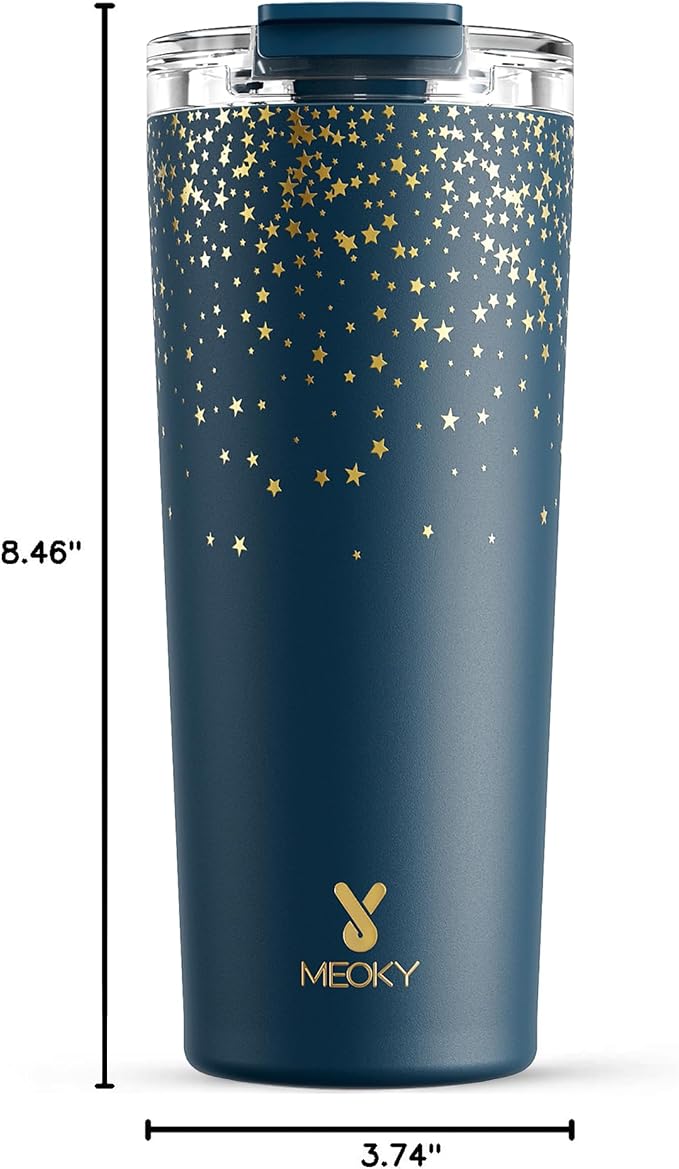 Meoky 24 oz Travel Coffee Mug with Leak-proof Lid, Stainless Steel Insulated Coffee Tumbler, Keeps Hot for 8 Hours or Cold for 24 Hours, Fits in Car Cup Holder (Midnight Galaxy) - Image 3