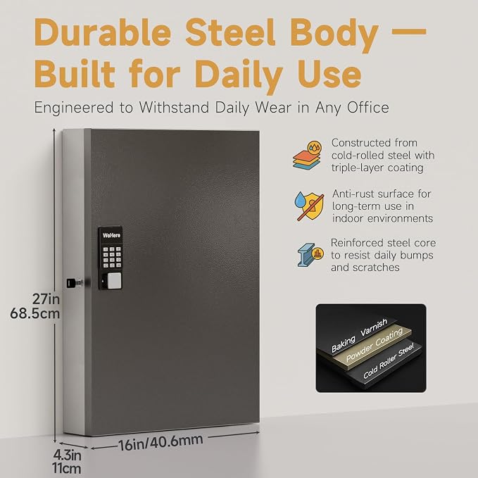 192 Key Cabinet Organizer, Metal Key Lock Box Wall Mount use OTP Technology - Image 2