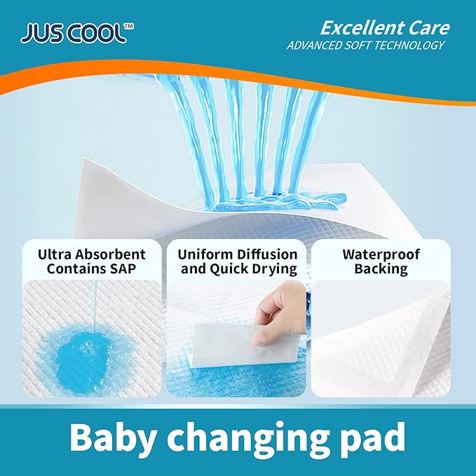 JUS COOL Incontinence Bed Pads 30”x 36” Disposable Baby Changing Pads, - Image 3