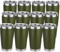 20oz Stainless Steel Tumbler Bulk with Lid, Travel Mug - Double Wall Vacuum Powder Coated Cup - Army Green, 12 Pack by Unknown