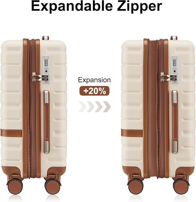 Carry On Luggage 3 Piece Lightweight Travel Luggage Set, YKK Zippers Expandable - Image 6