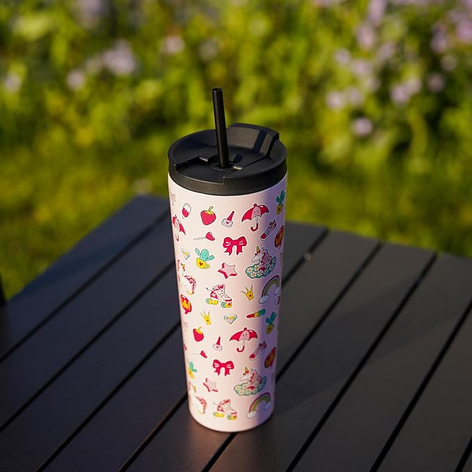 BJPKPK 22oz Insulated Tumbler With lid And Straw Stainless Steel Tumblers Travel Coffee Mug Reusable Thermal Cup,Unicorns - Image 6