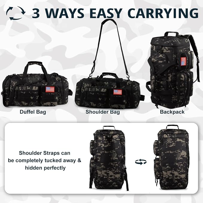 Tactical Gym Bag for Men，50L Large 3 in 1 Sports Duffle Bag - Image 5