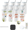12pack 20oz flat edge sublimation tumblers ，White skinny insulated Sublimation tumbler Straight Cups with Individual Gift Box, Silicone Bottom Polymer Coating for Heat Transfer （12pack 20oz） by Unknown