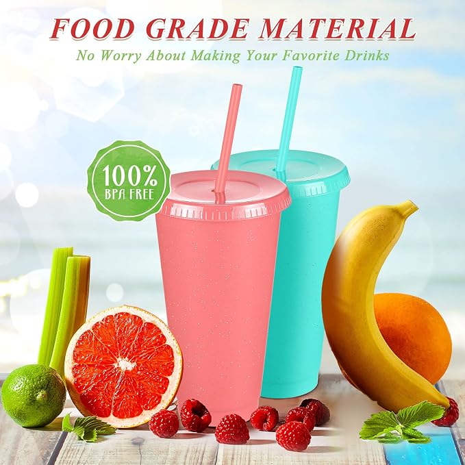 Honeydak 30pcs 24 oz Tumbler with Straw and Lid Gifts Bulk Reusable Plastic Cups Bulk Coffee Cups with Lids Gifts Water Bottle Iced Coffee Travel Mug for Parties Birthdays - Image 3