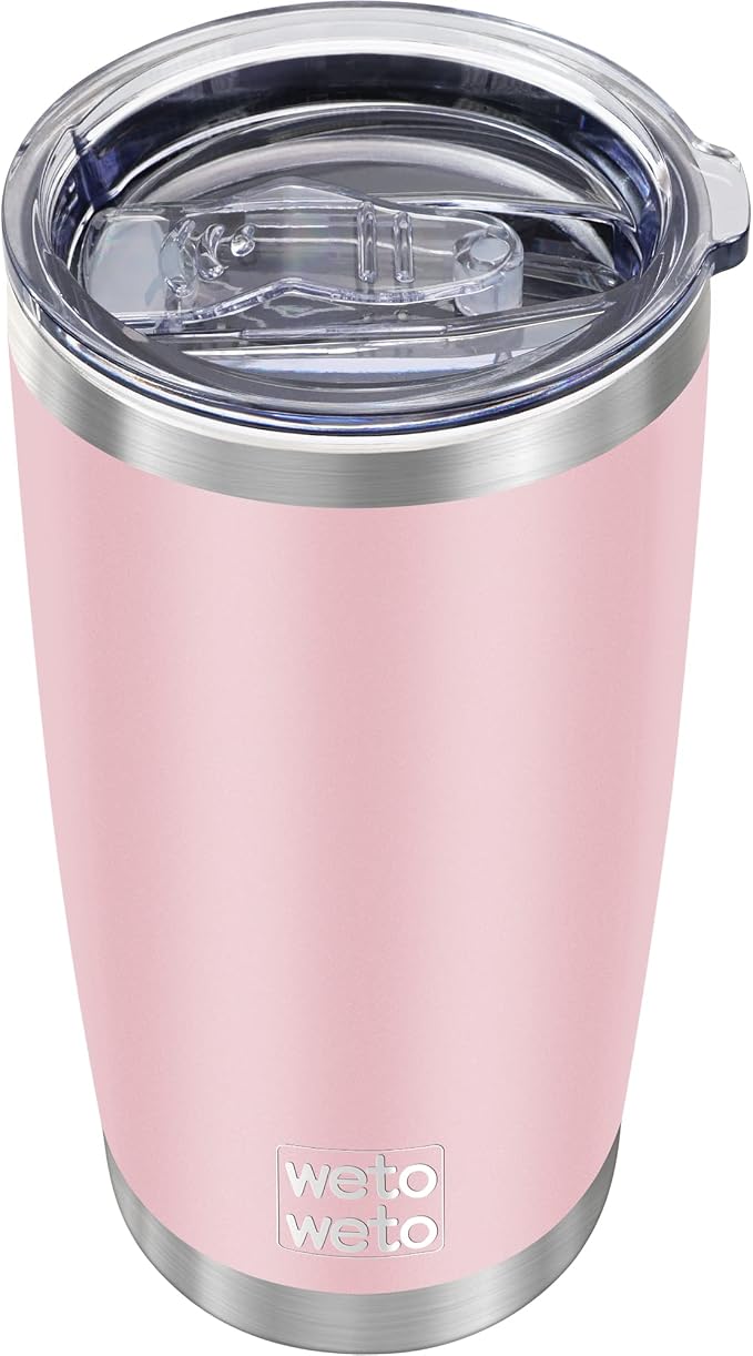 WETOWETO 20oz Tumbler, Stainless Steel Vacuum Insulated Water Coffee Tumbler Cup, Double Wall Powder Coated Spill-Proof Travel Mug Thermal Cup for Home Outdoor (Ice Pink, 1 Pack) by Wetoweto