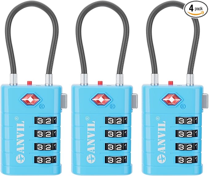 ANVIL 4 Digit Luggage Locks, TSA Locks by ANVIL