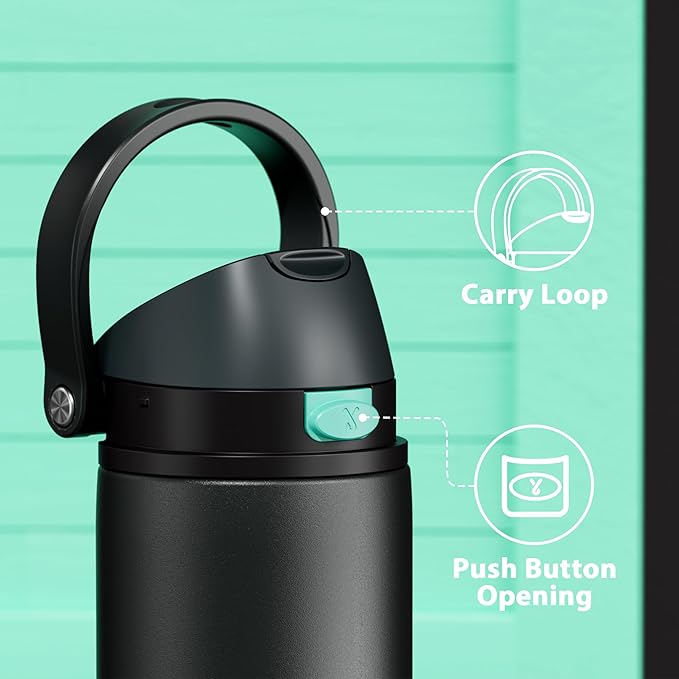 24 oz Insulated Water Bottle for Sports: Meoky Stainless Steel Water Bottle with 2-in-1 Straw and Spout Lid - Leak Proof, Cold for 24 Hours, Fits in Car Cup Holder, BPA-Free for Travel Gym, Foggy Tide - Image 5