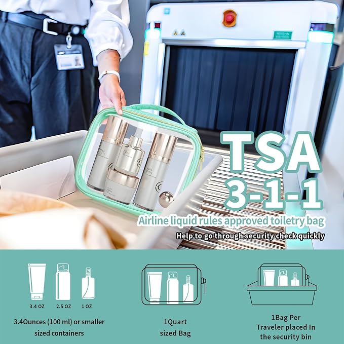 TSA Approved Travel Toiletry Bag, 2 Pack Clear Makeup Bags - Image 4