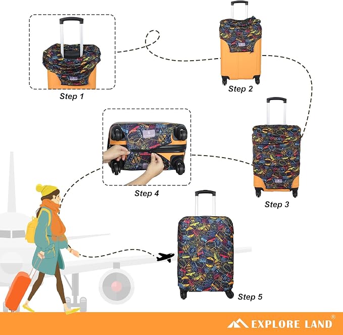 Explore Land Travel Luggage Cover Suitcase Protector Fits 27-30 Inch Case - Image 5