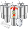 YOUKE OLA 8 Pack Stainless Steel Insulated Tumbler with Lids and Straws Bulk Double Wall Vacuum Insulated Coffee Travel Tumbler for DIY Gift (Silver, 30oz) by YOUKEOLA