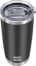 WETOWETO 20oz Tumbler, Stainless Steel Vacuum Insulated Coffee Tumbler Cup, Double Wall Powder Coated Leak-proof Travel Coffee Mug Cup (Black, 1 Pack) by Wetoweto