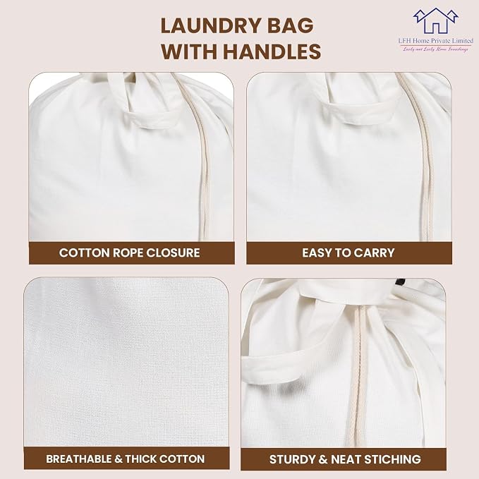 LFH Home Cotton Canvas Large Laundry Bag - Image 3
