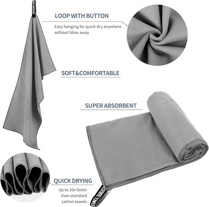 Microfiber Travel Towel, Soft Lightweight Quick Dry Towel, Super Absorbent - Image 5