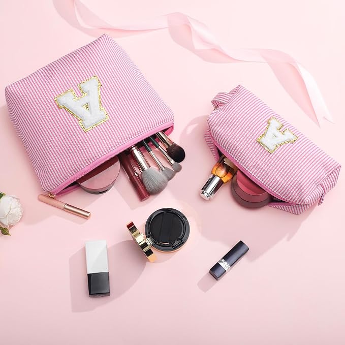 YOOLIFE Initial Cute Pink Makeup Bag Pouch Gift - Image 7