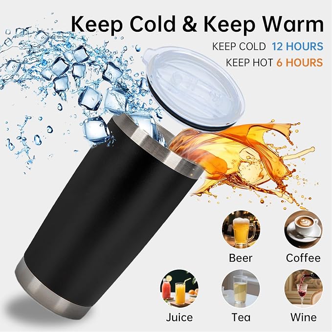 IEOVIEE 32 Pack, 20oz Stainless Steel Bulk Tumblers with Lids and Straws, Double Wall Insulated Travel Coffee Mug, Durable Powder Coated Tumbler Bulk Cup for Cold and Hot Drinks(Black) - Image 6