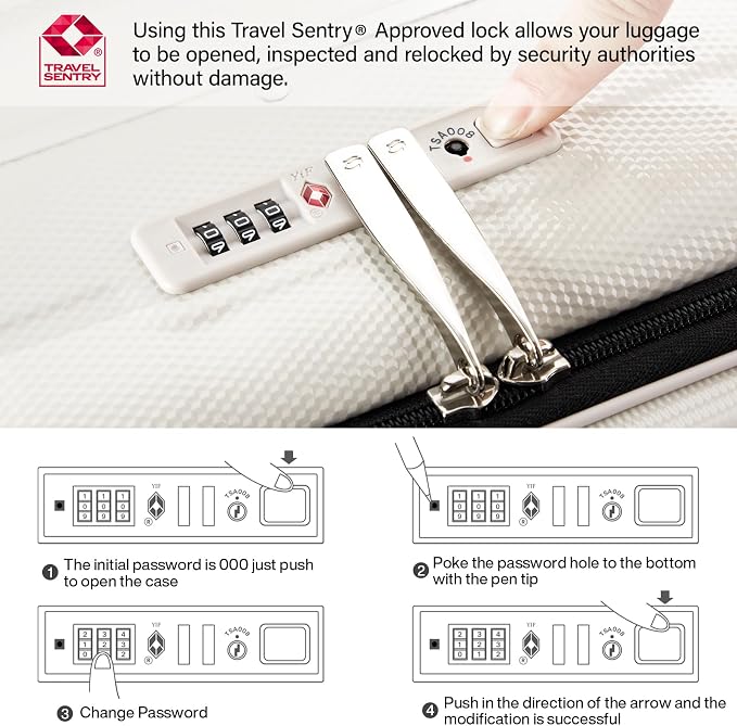 Hanke 24 Inch Checked Luggage PC Hard Case Luggage Top Opening Aluminum Frame - Image 7